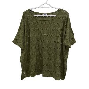 Old Navy Green Crochet Lace Short Sleeve Top Size XL
